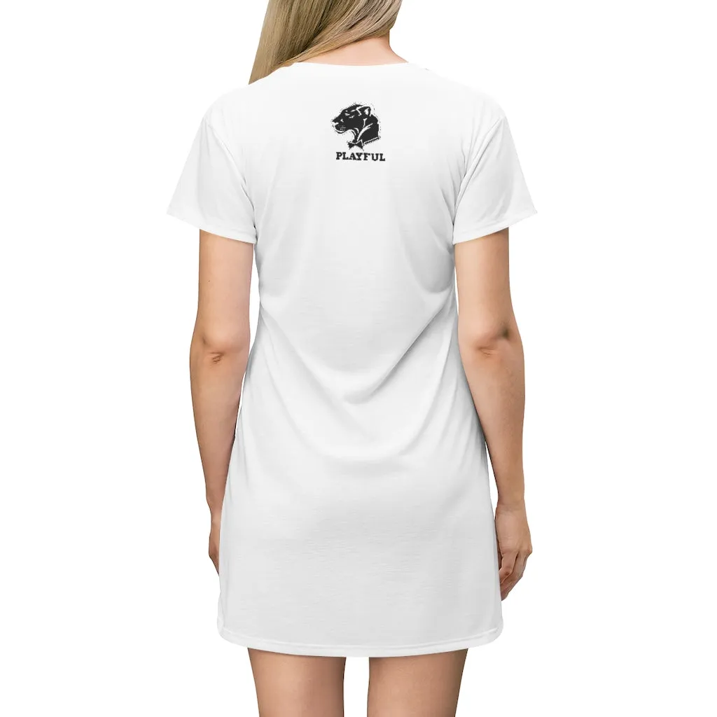 Playful Cancer (White/Black) T-Shirt Dress