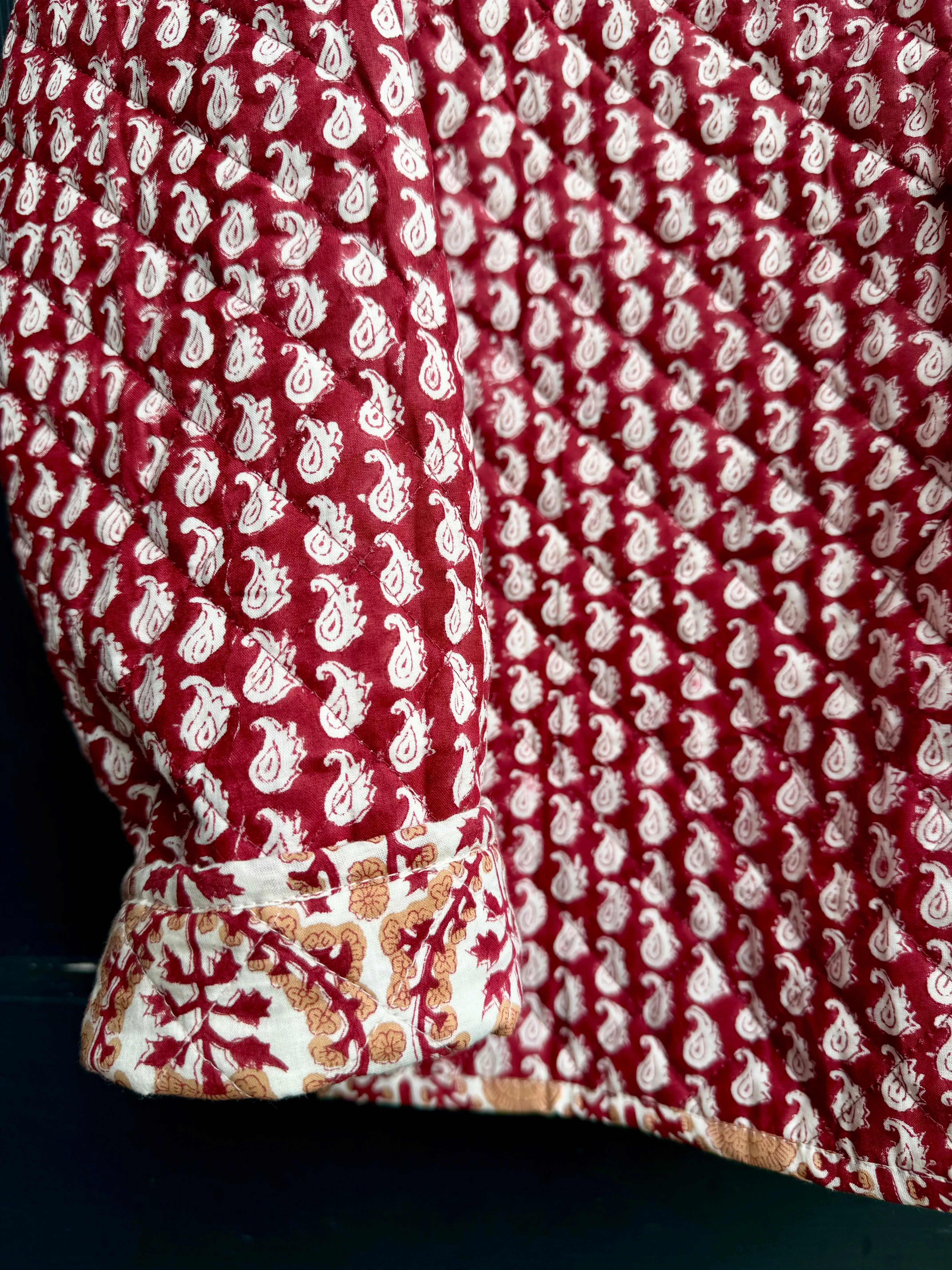 PLUM AND CARAMEL TRELLIS REVERSIBLE JACKET