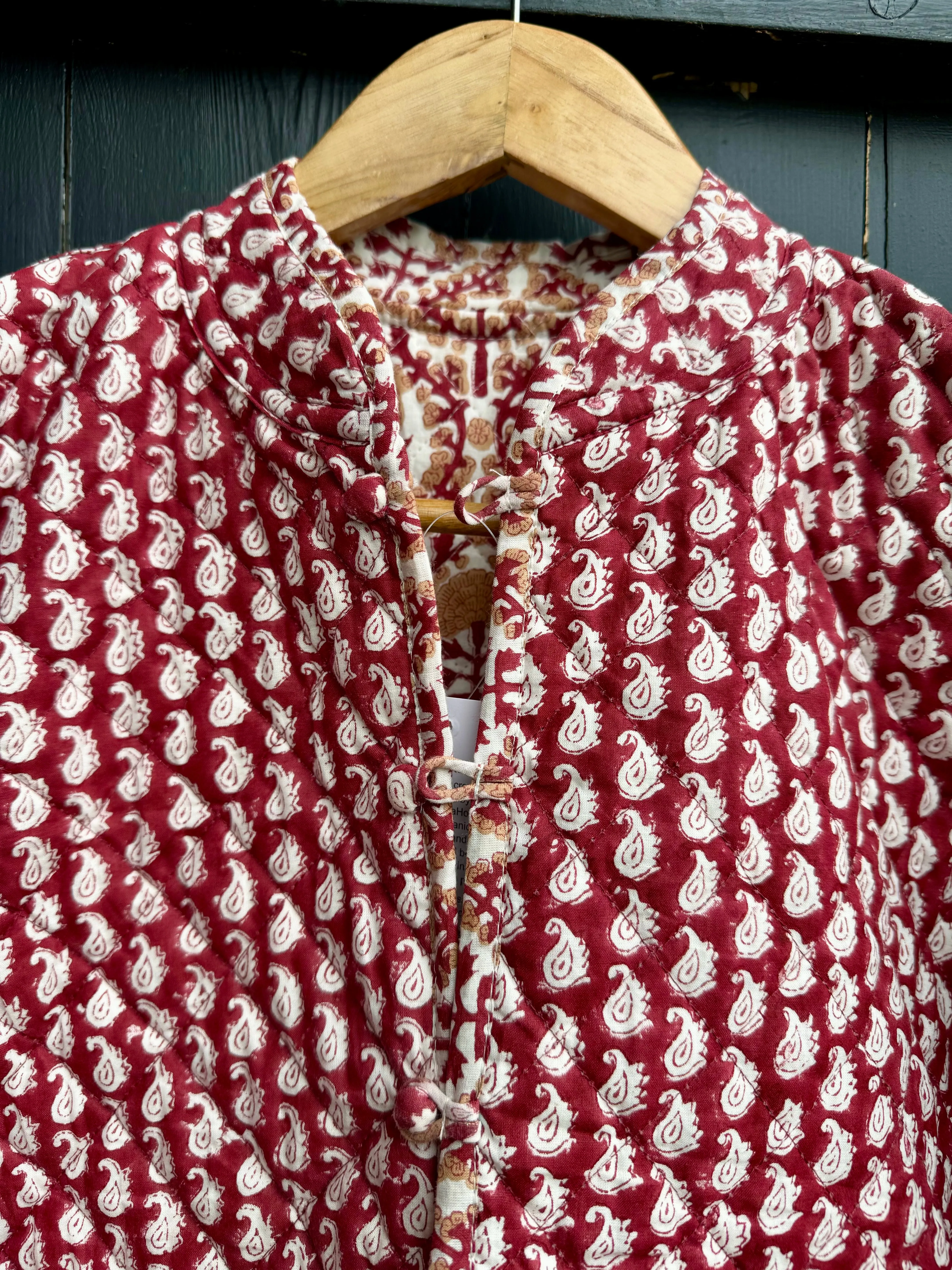 PLUM AND CARAMEL TRELLIS REVERSIBLE JACKET