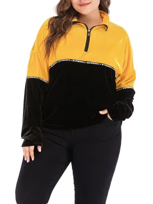 Plus Size Women's Sweater Contrast Color Sweater