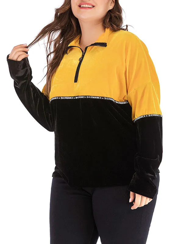 Plus Size Women's Sweater Contrast Color Sweater