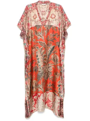 Printed silk kaftan