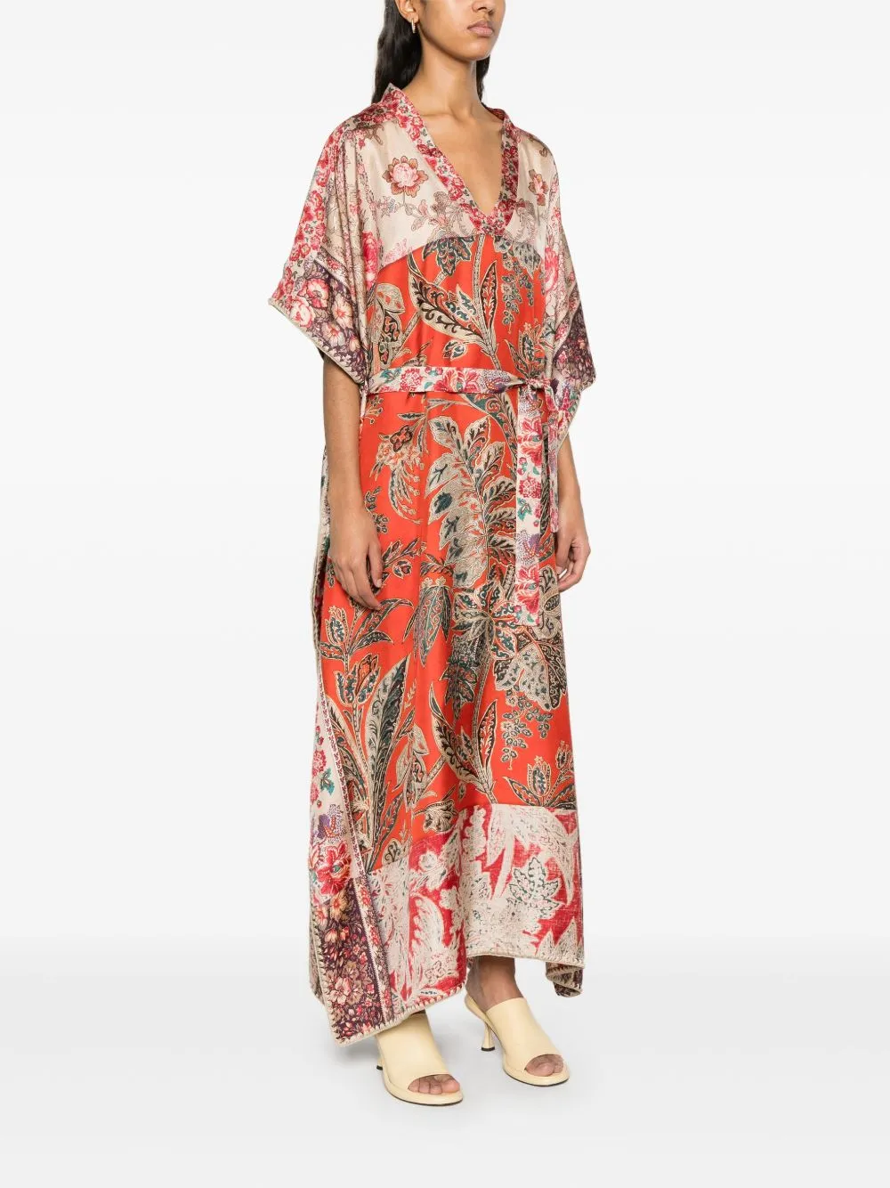Printed silk kaftan