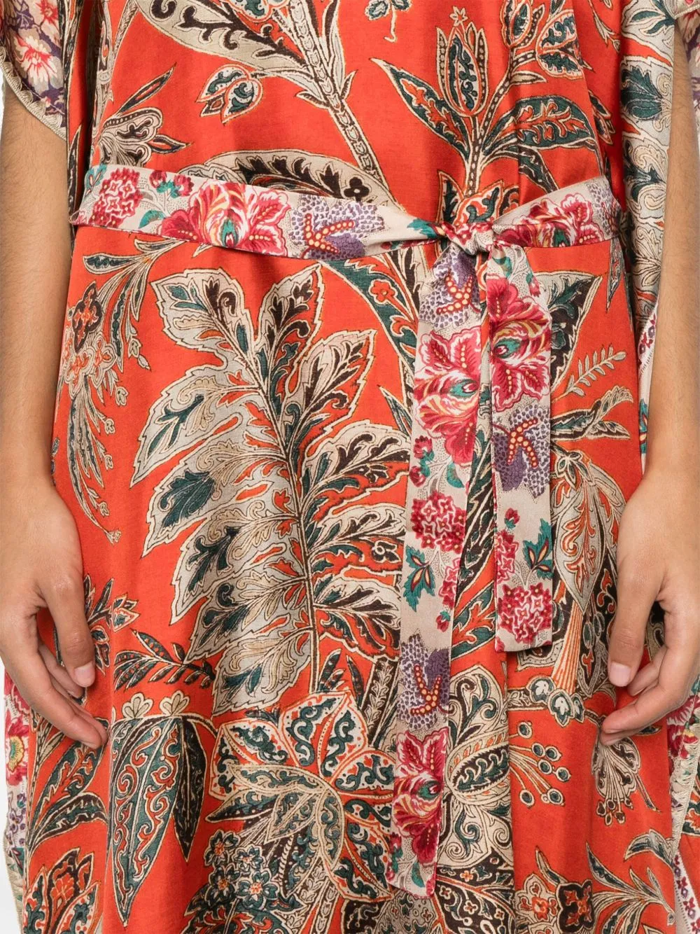 Printed silk kaftan