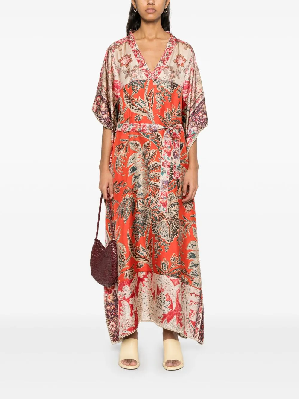Printed silk kaftan