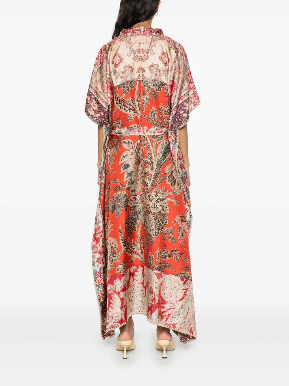 Printed silk kaftan