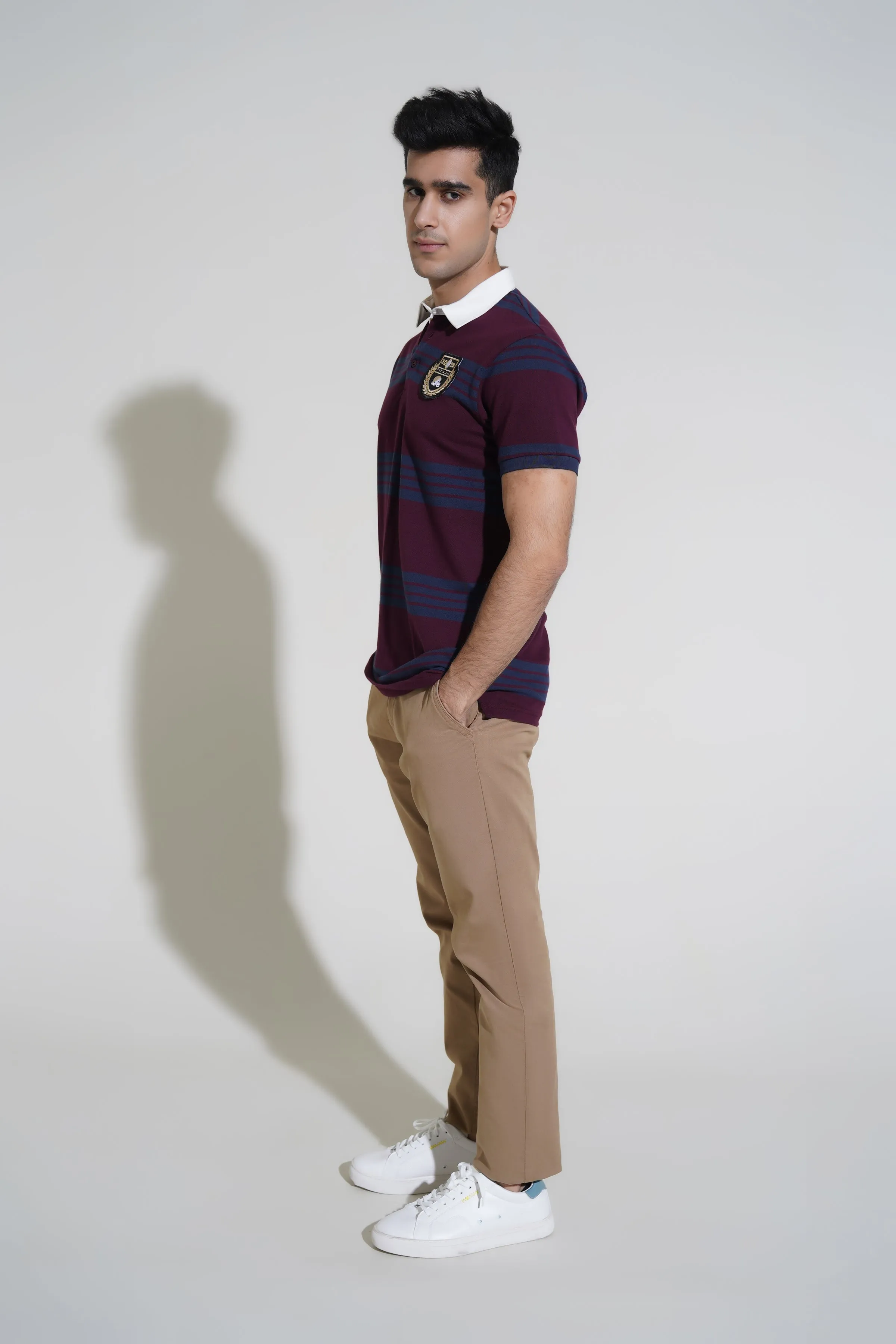 Purple Striped Polo Shirt