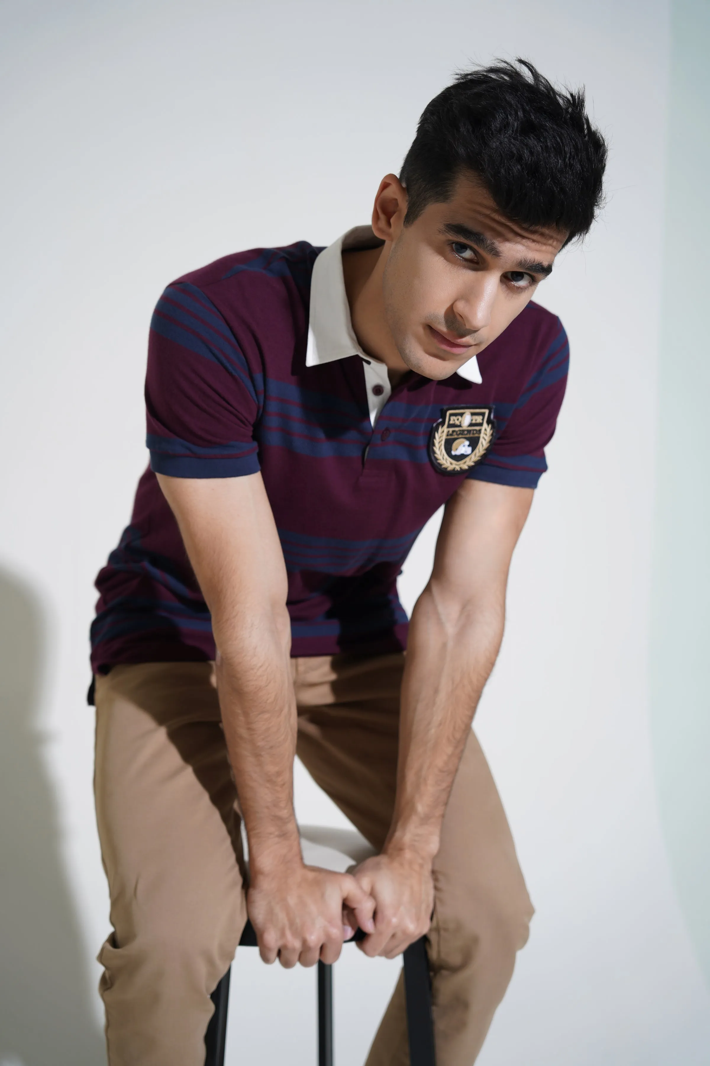 Purple Striped Polo Shirt