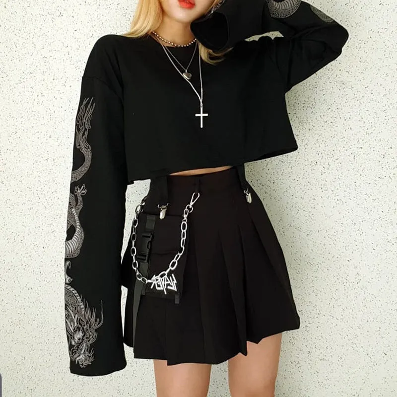 "DRAGON PRINT" LONG SLEEVED TOP W102704