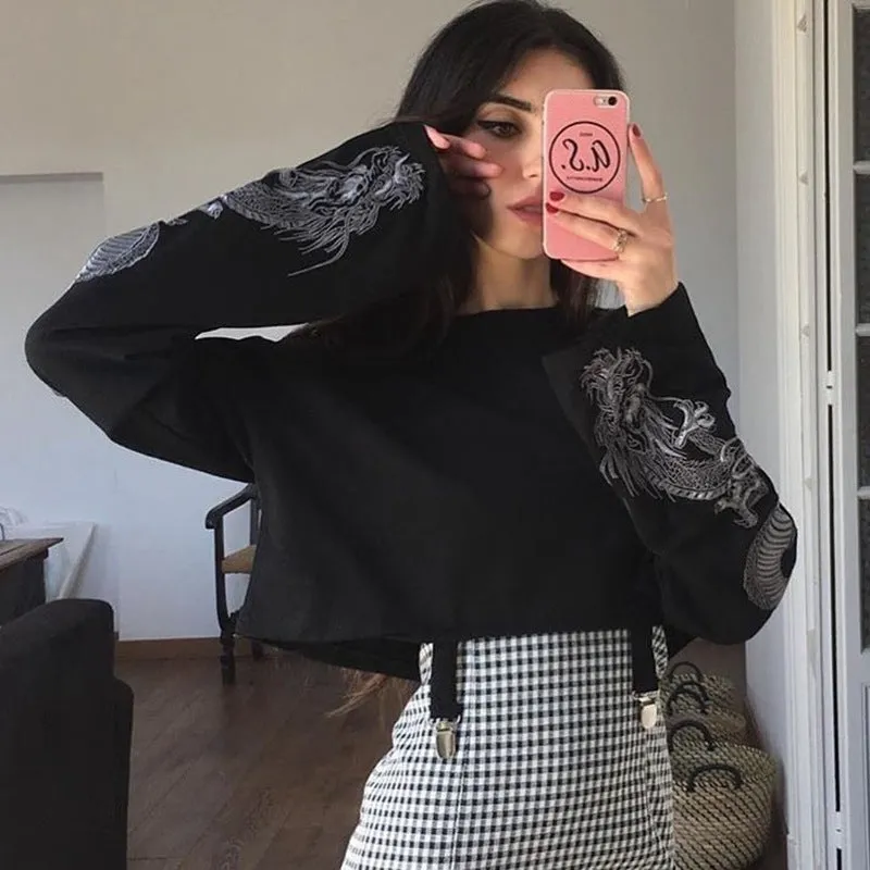 "DRAGON PRINT" LONG SLEEVED TOP W102704