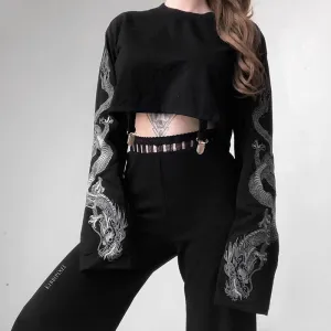 "DRAGON PRINT" LONG SLEEVED TOP W102704