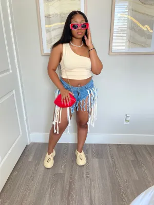 "FINESSE" DENIM SHORTS