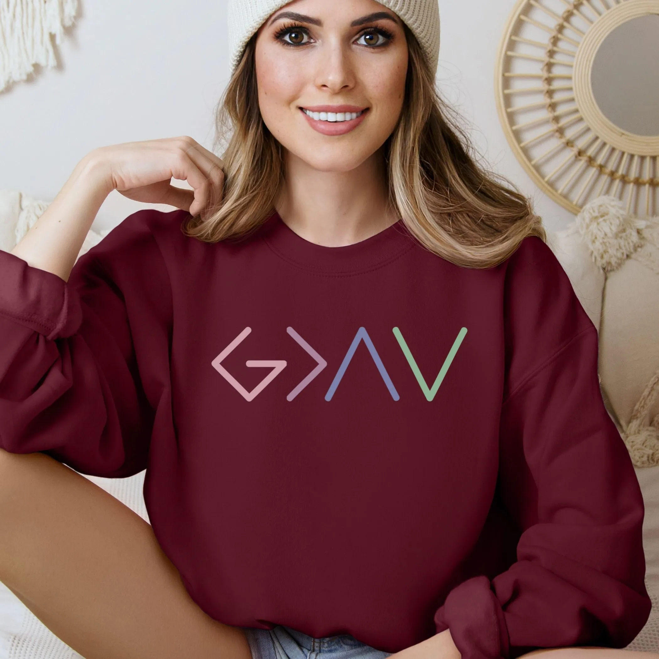 "God is Greater than the Highs and Lows" Unisex Crewneck Sweatshirt
