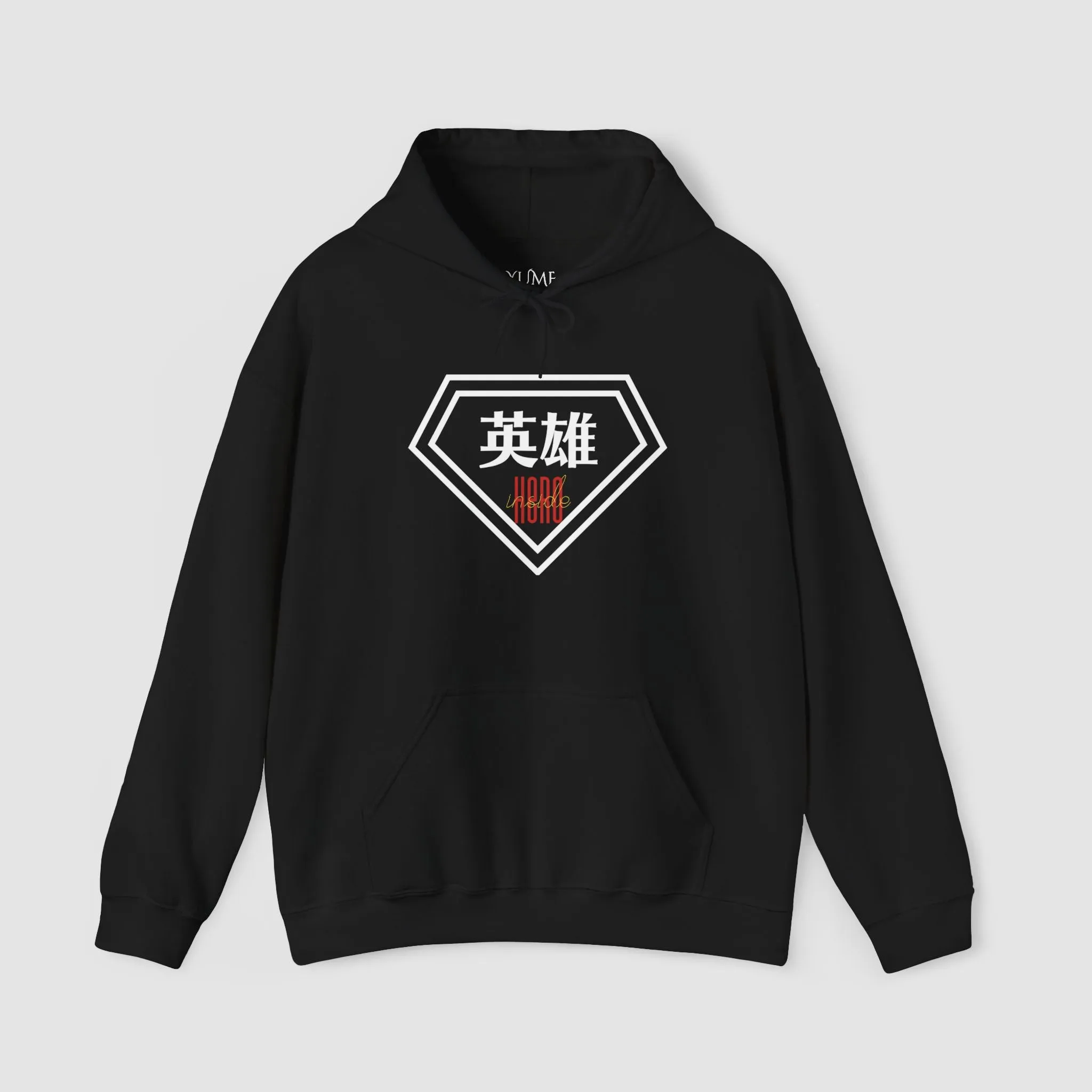 "Hero" - Japanese Kanji Hoodie, Superhero-Inspired Design