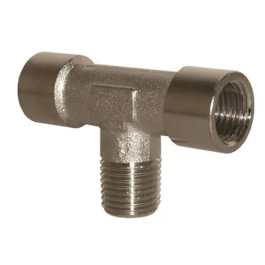 Raccordo Aria Compressa T Fem-Mas Fil. Con.-Fem in Ottone Nichelato ST19