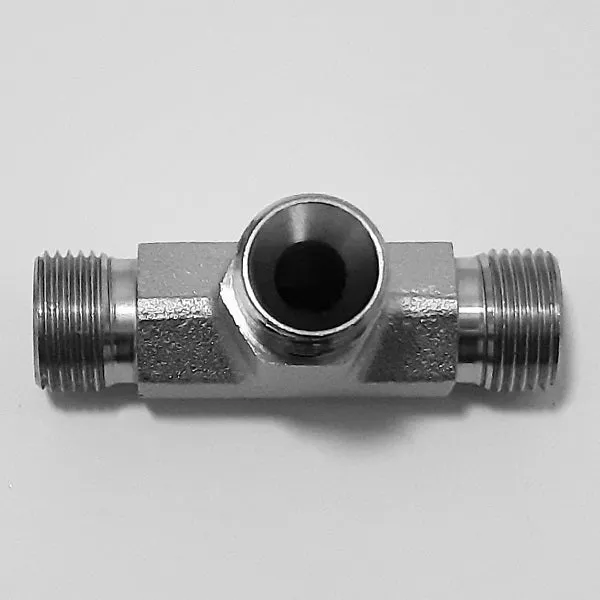 Raccordo Oleodinamico ADATTATORE a T maschio/maschio/ maschio fil. GAS CIL Tenuta Cono 60° serie ADC60MM6