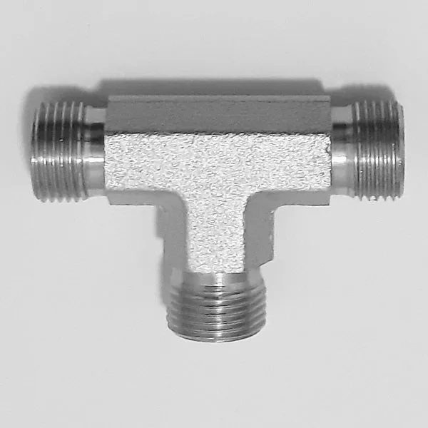 Raccordo Oleodinamico ADATTATORE a T maschio/maschio/ maschio fil. GAS CIL Tenuta Cono 60° serie ADC60MM6