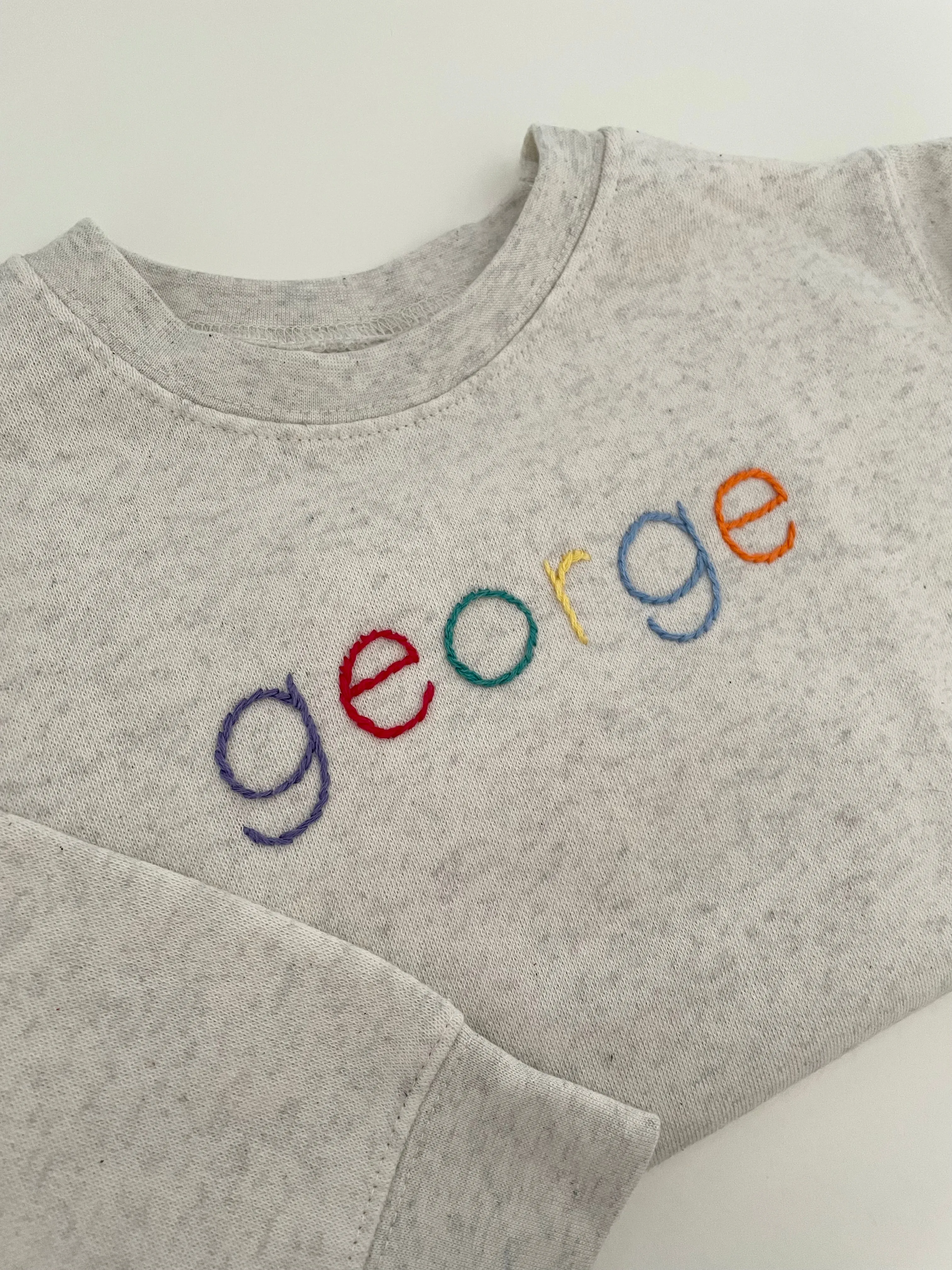 Rainbow Name Block Print Hand Embroidered - Sweatshirt