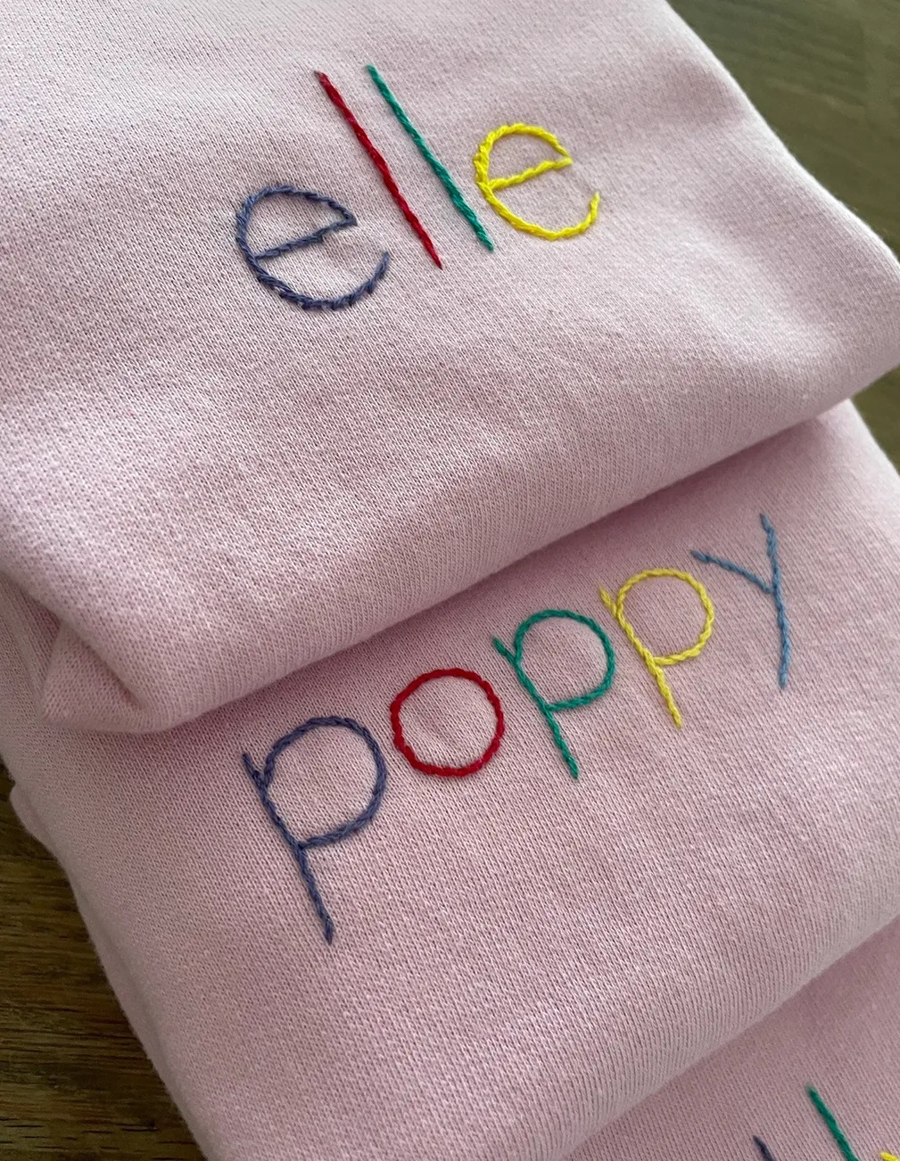 Rainbow Name Block Print Hand Embroidered - Sweatshirt