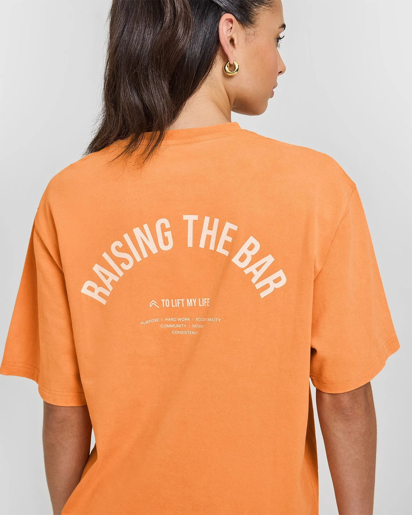 Raising The Bar Oversized Washed T-Shirt | Apricot Orange