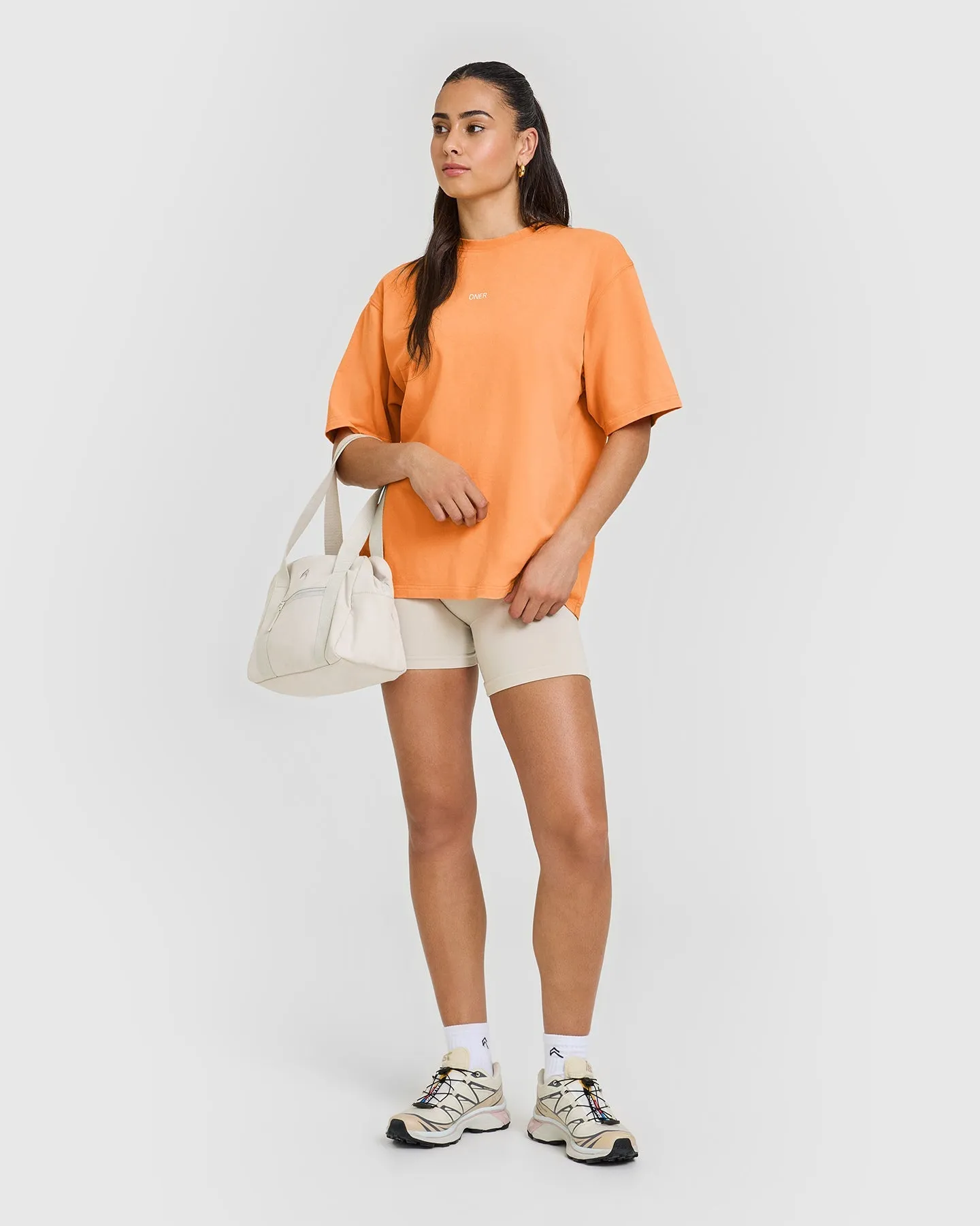 Raising The Bar Oversized Washed T-Shirt | Apricot Orange