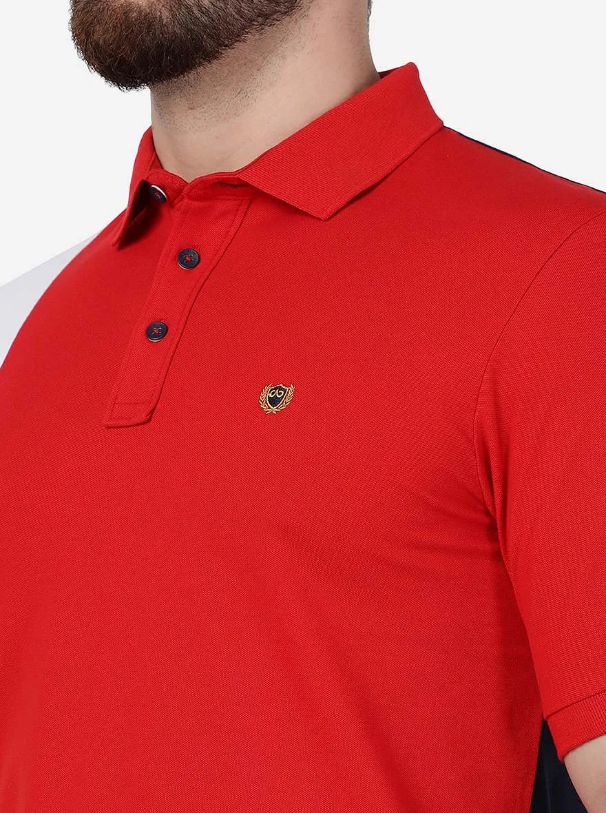 Red Striped Slim Fit Polo T-Shirt | JadeBlue