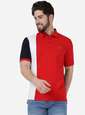 Red Striped Slim Fit Polo T-Shirt | JadeBlue