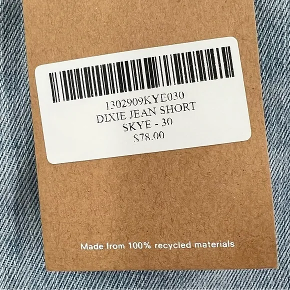 Reformation NWT Dixie High Rise Jean Shorts in Skye size 30