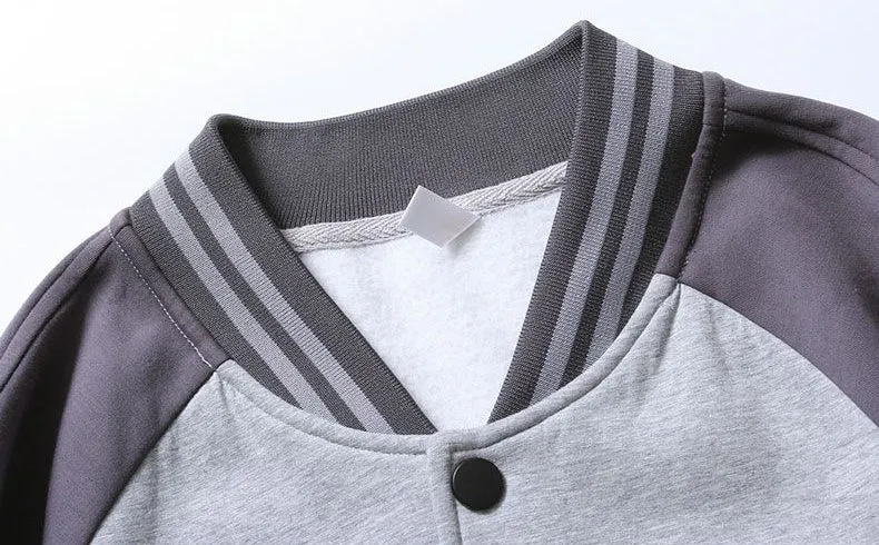 Relaxed-Fit Button-Up Varsity Jacket Featuring Patchwork Design