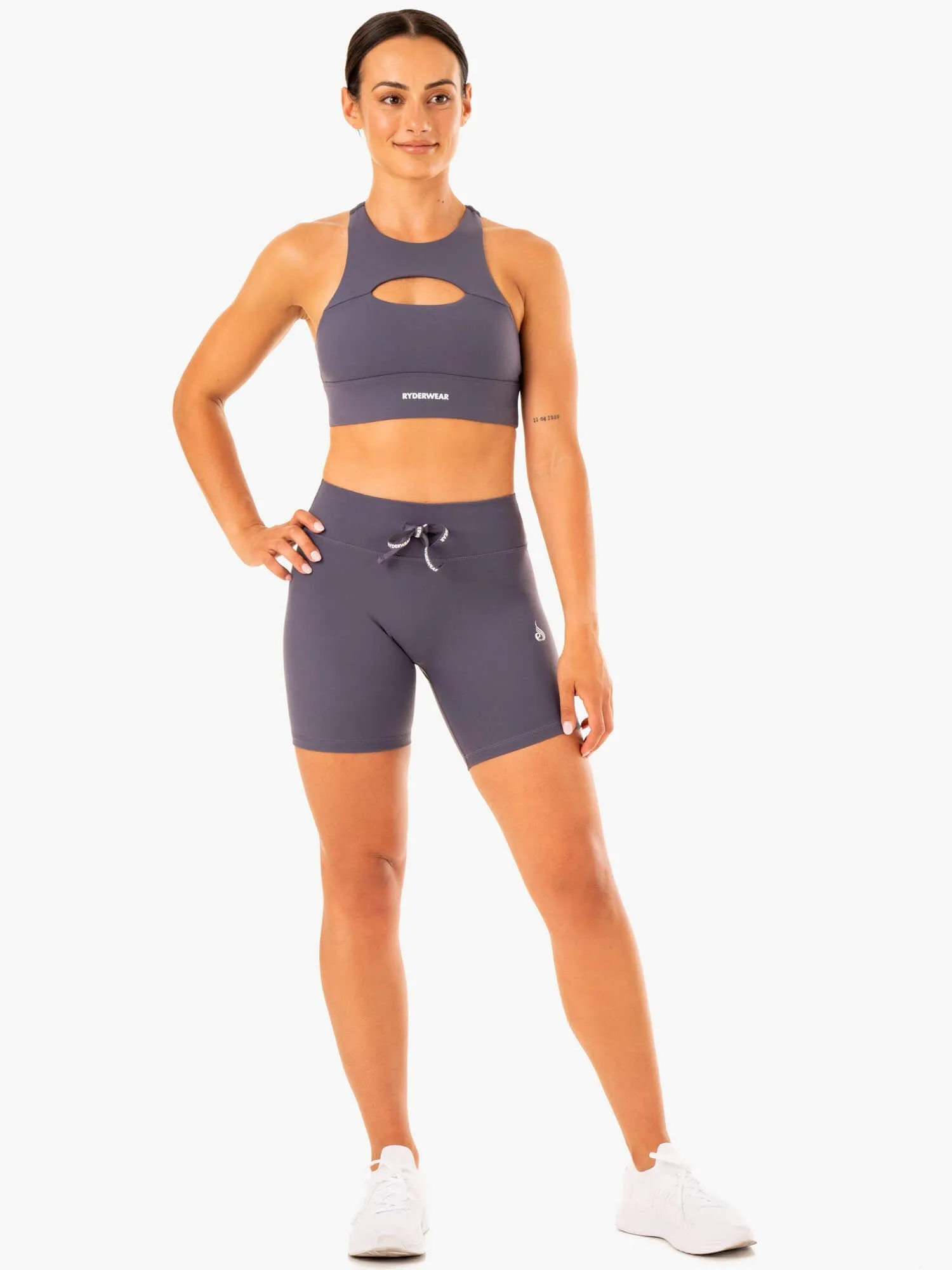 Replay High Waisted Shorts - Charcoal
