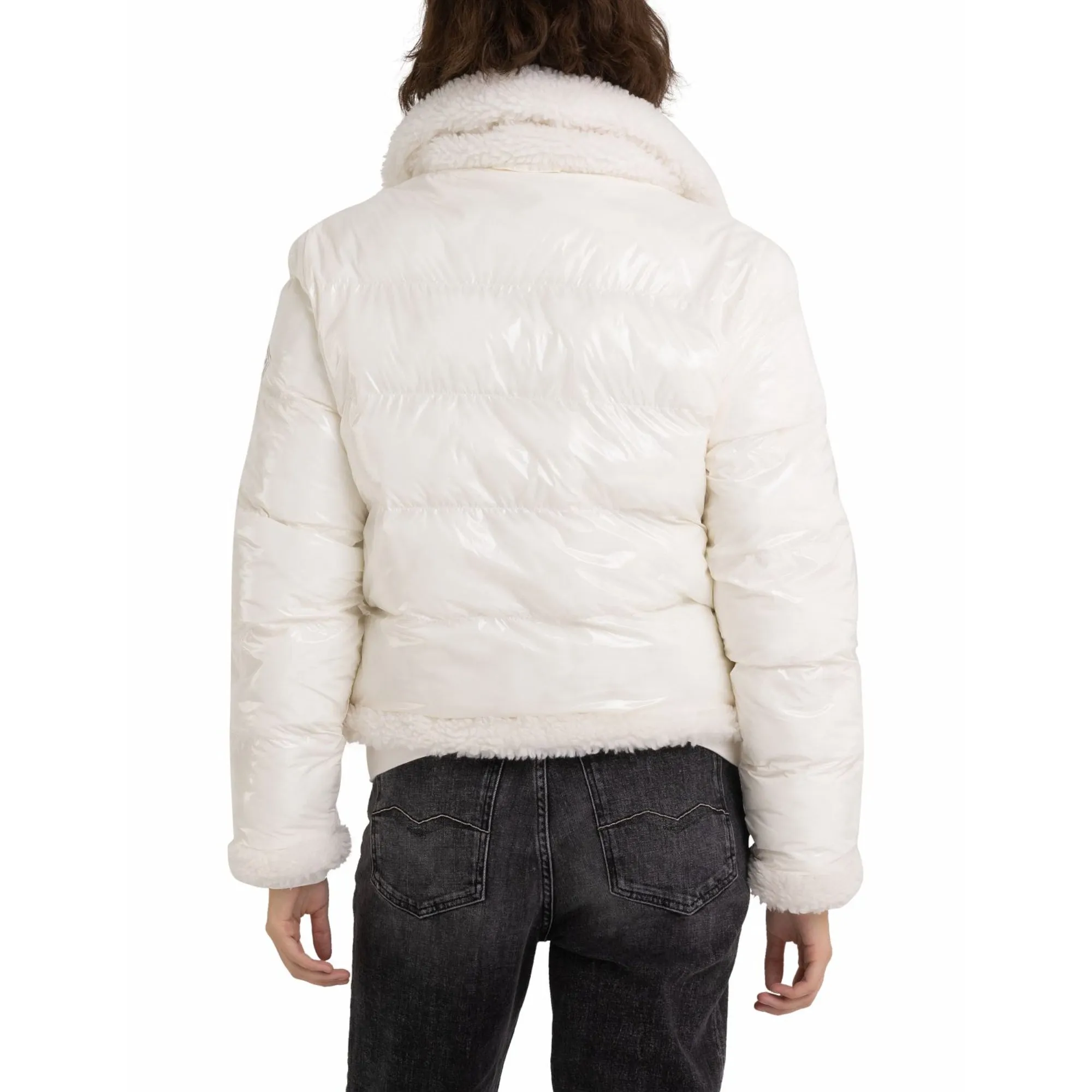 Replay Women's Reversible Jacket in Nylon and Sherpa