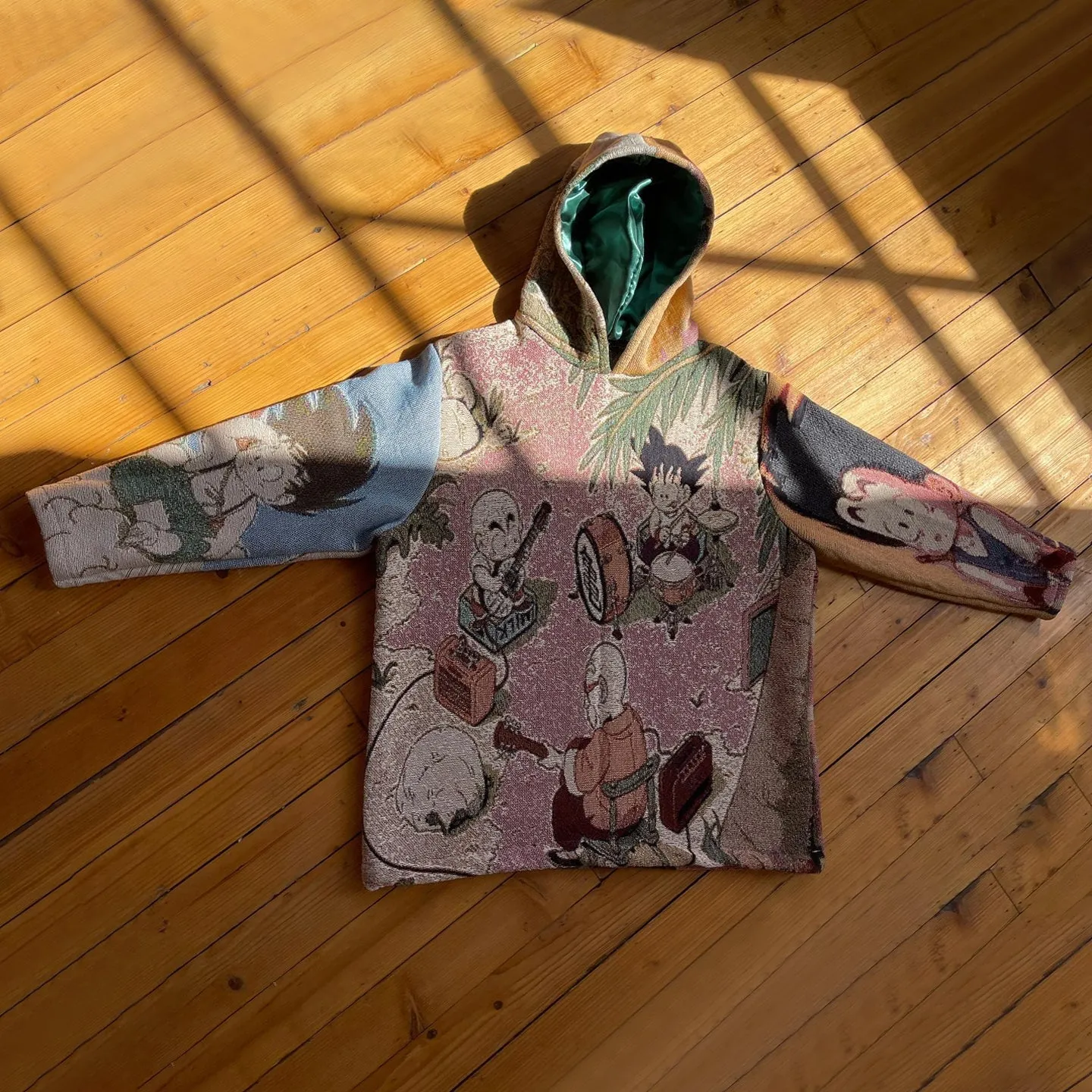 retro anime graphic tapestry hoodie