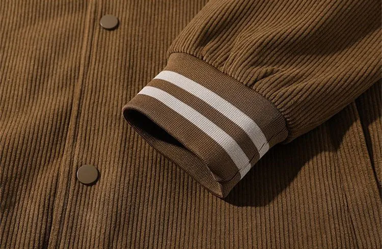 Retro-style Men's Varsity Jacket with Elastic Band Cuff and Hem