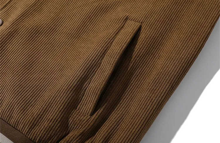 Retro-style Men's Varsity Jacket with Elastic Band Cuff and Hem