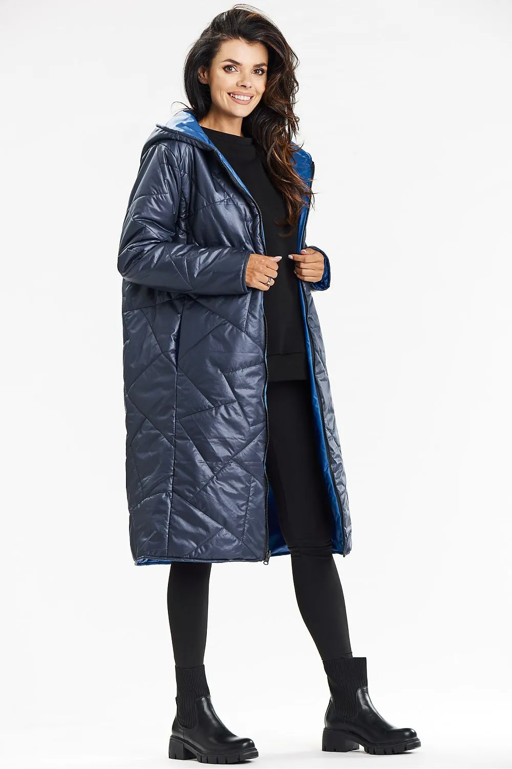 Reversible Elegance Quilted Hooded Coat