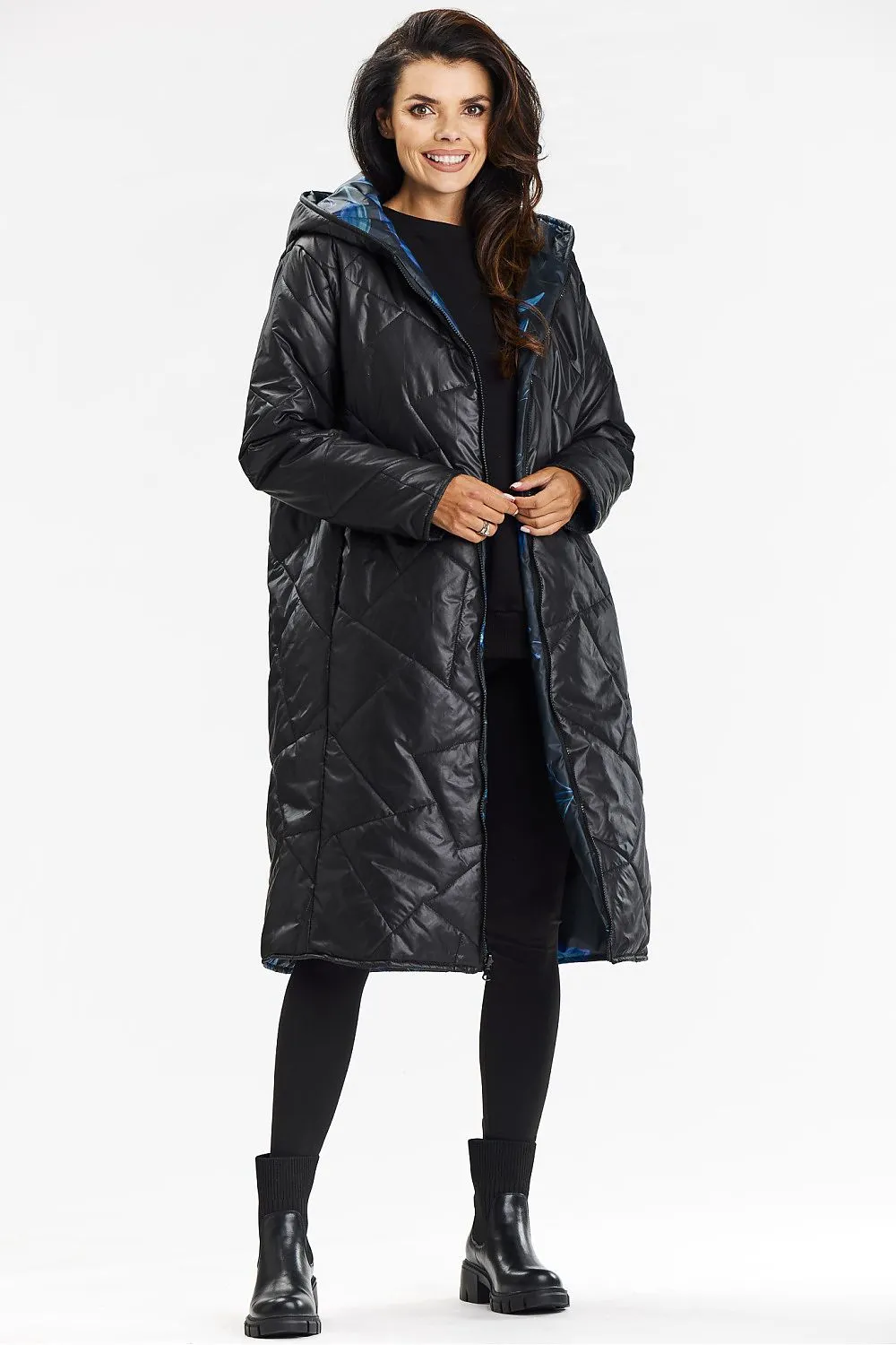 Reversible Elegance Quilted Hooded Coat