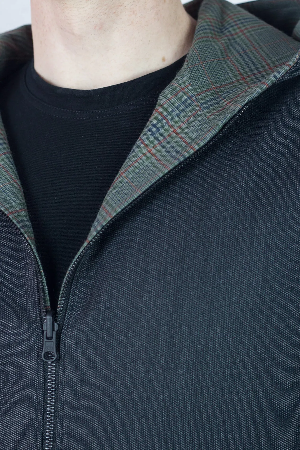 Reversible Jacket Charcoal Birdseye/Sage Check