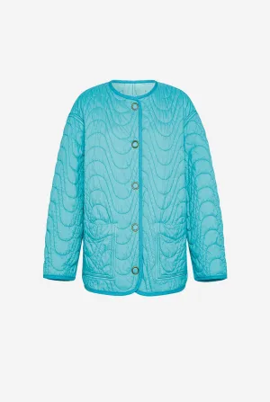 Reversible matelassé bomber jacket