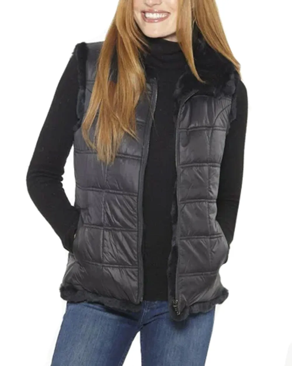 Reversible Rex Rabbit Vest in Black