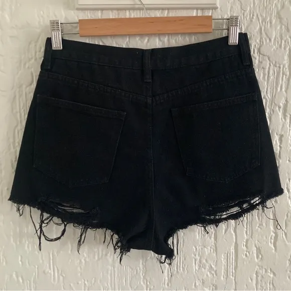 Revolve Superdown Black Simi Distressed Denim Jean Shorts Size 26