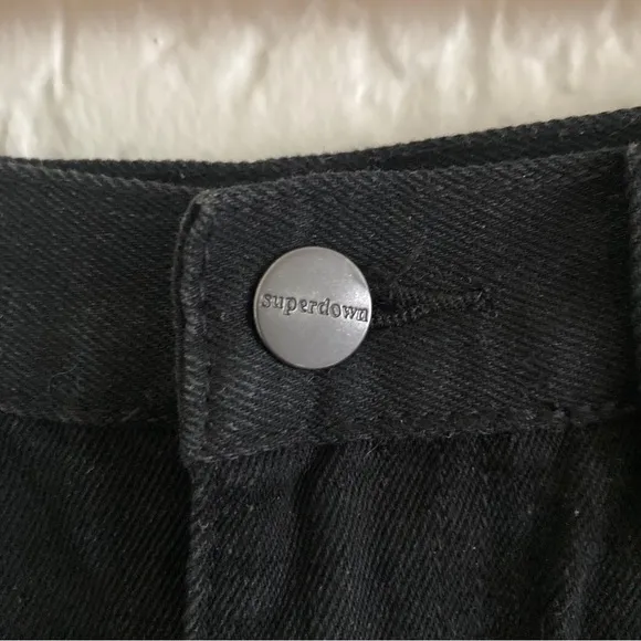 Revolve Superdown Black Simi Distressed Denim Jean Shorts Size 26