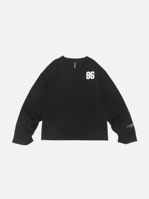 Rimiro - 86 Embroidery V-Neck Sweatshirt