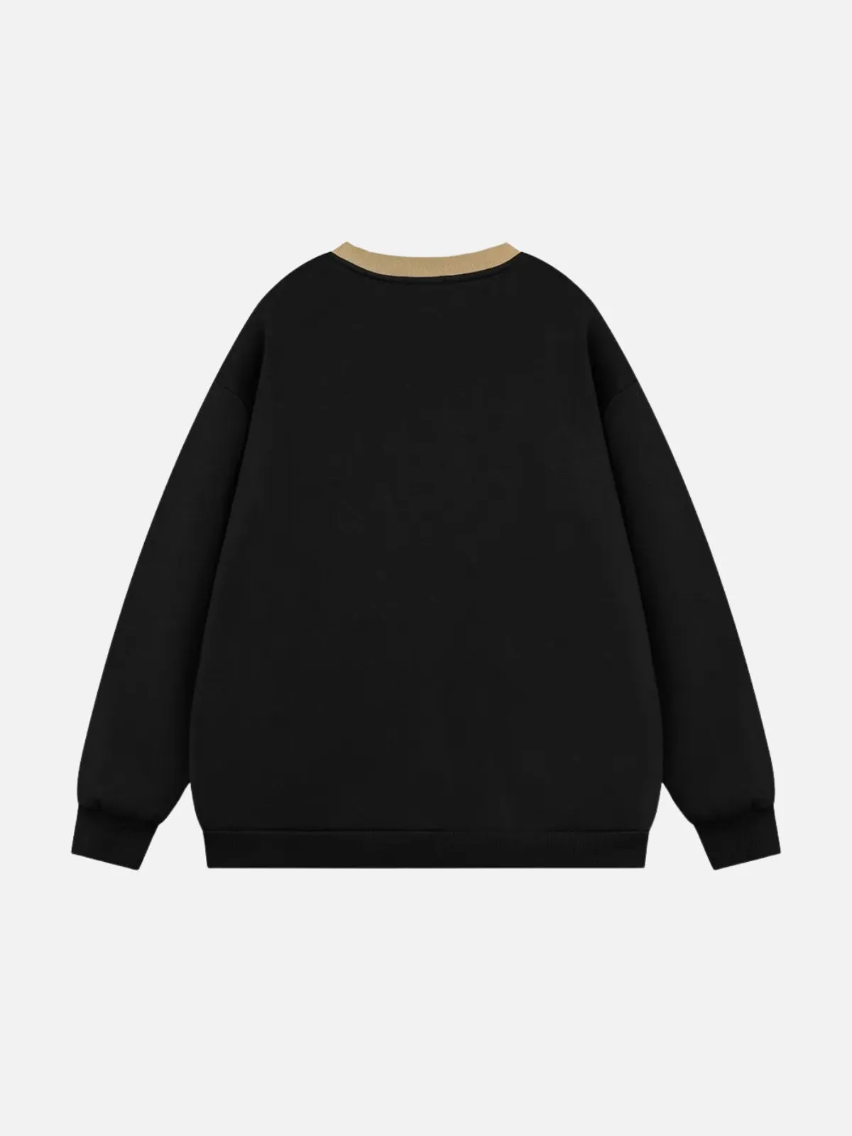 Rimiro - Contrast Paneled Embroidery Sweatshirt
