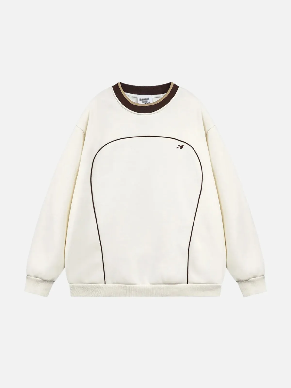 Rimiro - Contrast Paneled Embroidery Sweatshirt