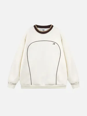 Rimiro - Contrast Paneled Embroidery Sweatshirt