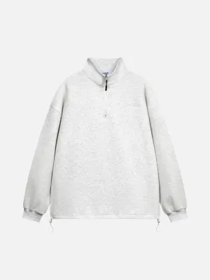 Rimiro - Drawstring Hem Stand Collar Sweatshirt