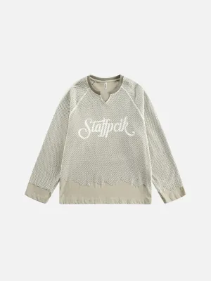 Rimiro - Mesh Spliced Raglan Sweatshirt