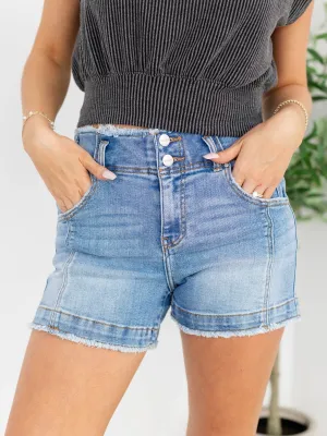 RISEN High Rise Button Seam Detail Short