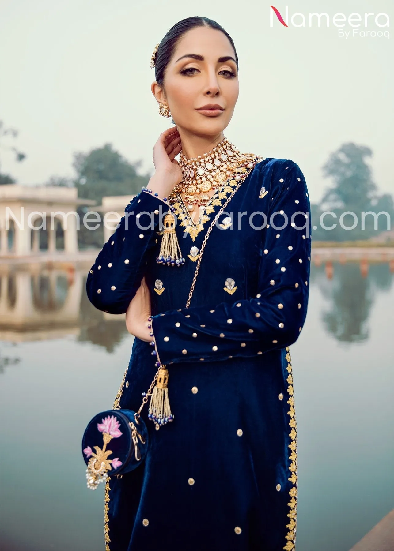Royal Blue Pakistani Wedding Formal Wear #PN114