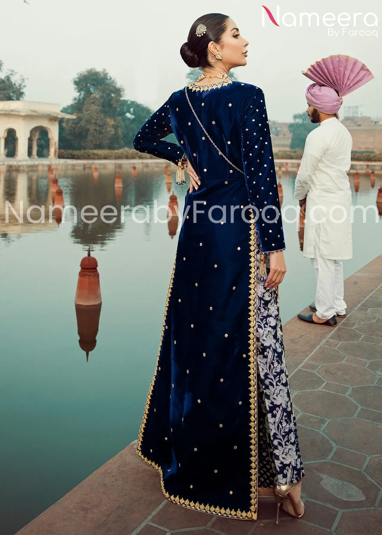Royal Blue Pakistani Wedding Formal Wear #PN114